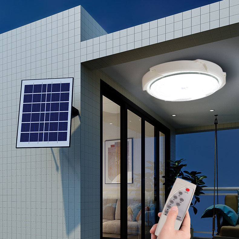 Modern Round Solar LED Remote Control Outdoor Indoor Flush Mount Lighting | Kalsten