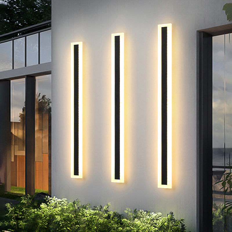 Modern Minimalist Long Rectangular Aluminum Acrylic LED Wall Sconce Lamp For Garden | Kalsten