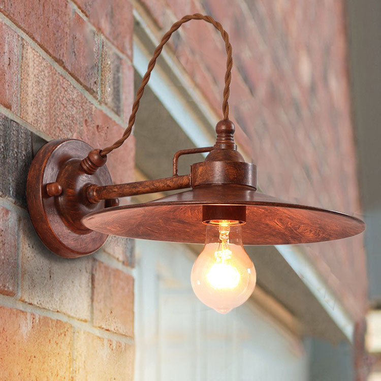 Contemporary Industrial Waterproof Metal Plate Bowl 1-Light Wall Sconce Lamp For Outdoor Patio | Kalsten