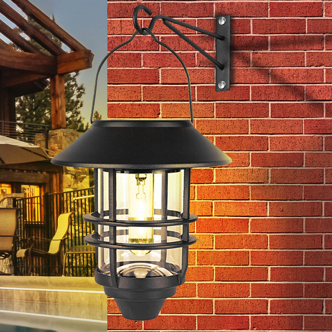 Contemporary Retro Solar Waterproof Aluminum Glass Lantern Cylinder 1-Light Hanging Wall Sconce Lamp For Outdoor Patio | Kalsten