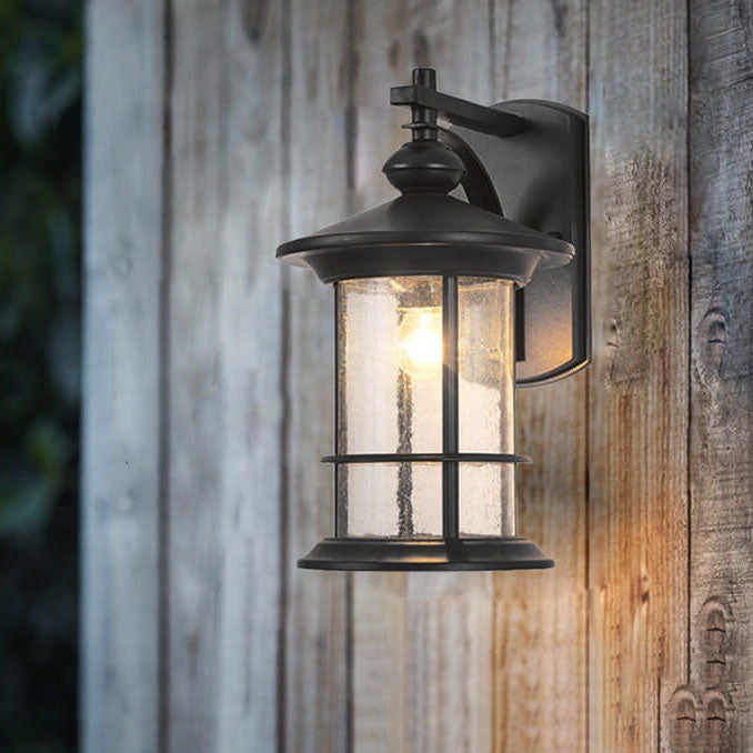 Industrial Vintage Bubble Glass Column 1-Light Outdoor Waterproof Wall Sconce Lamp | Kalsten