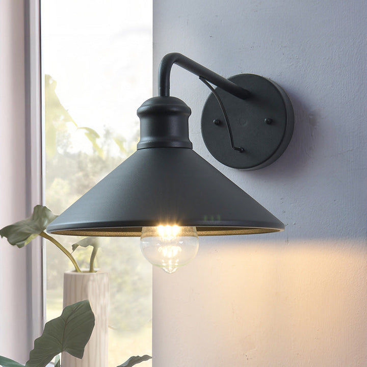 Modern Minimalist Cone Iron 1-Light Wall Sconce Lamp For Outdoor Patio | Kalsten