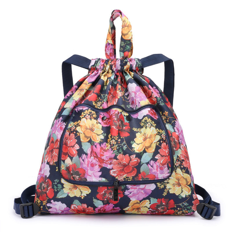 Foldable Printed Nylon Backpack with Drawstring | Kalsten