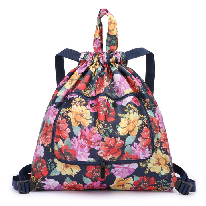 Foldable Printed Nylon Backpack with Drawstring | Kalsten