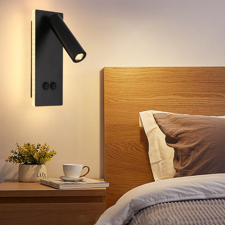Modern Minimalistic Rectangular Round Iron Aluminum LED Wall Lamp For Bedroom | Kalsten
