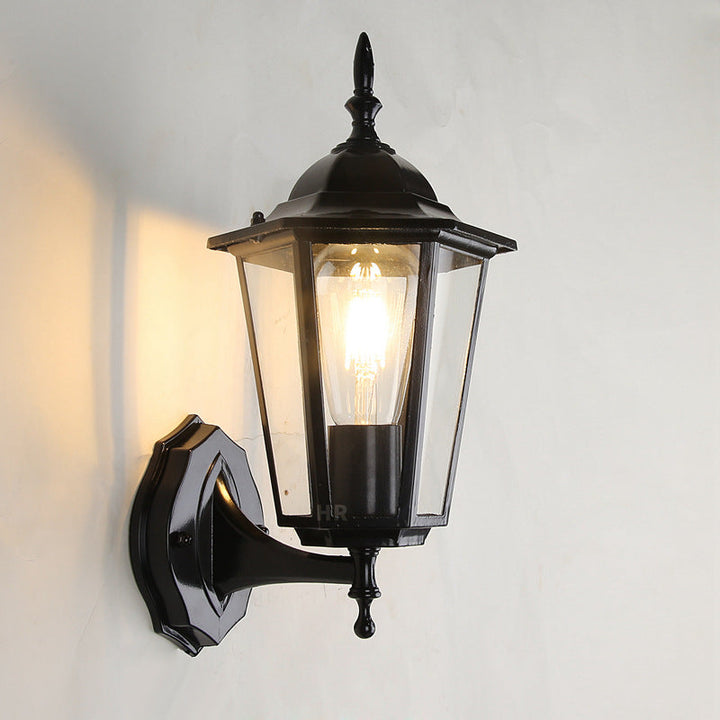 Contemporary Industrial Hexagonal Aluminum Frame Frosted Glass 1-Light Outdoor Wall Sconce Lamp For Garden | Kalsten