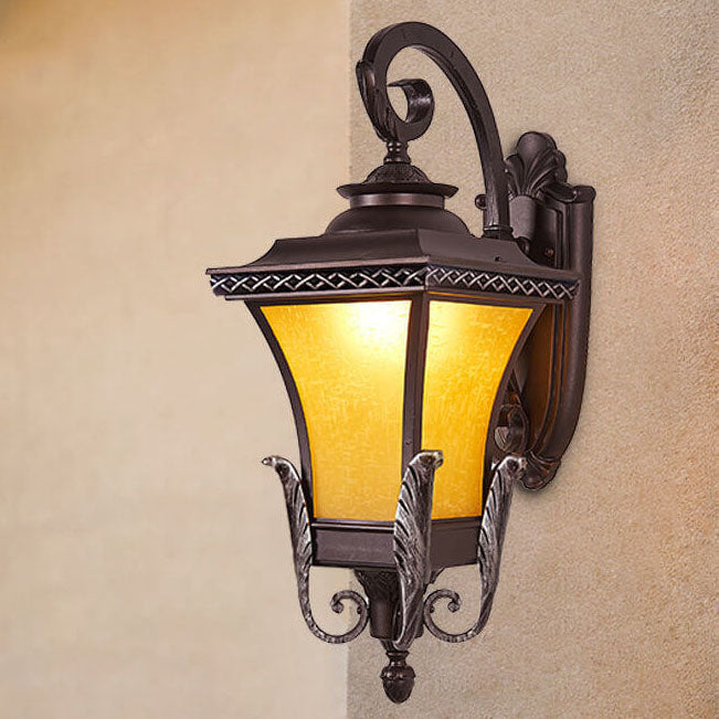 European Vintage Outdoor Square Cage Aluminum Glass 1-Light Wall Sconce Lamp | Kalsten