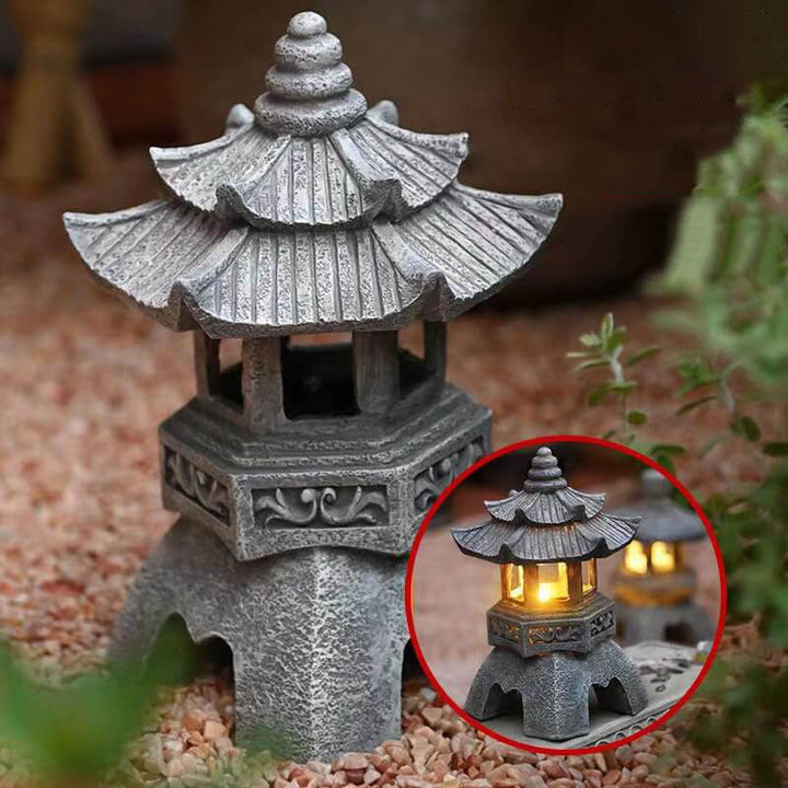 Retro Decorative Solar Tower Resin LED Outdoor Landscape Lighting | Kalsten