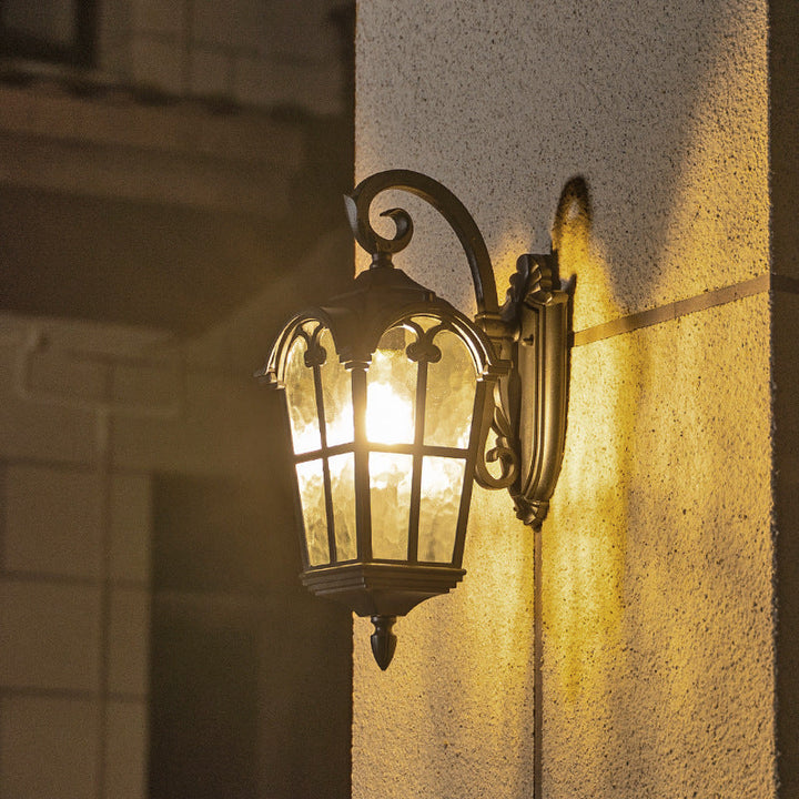 Traditional European Quadrilateral Window Shape Aluminum Glass 1-Light Wall Sconce Lamp For Outdoor Patio | Kalsten