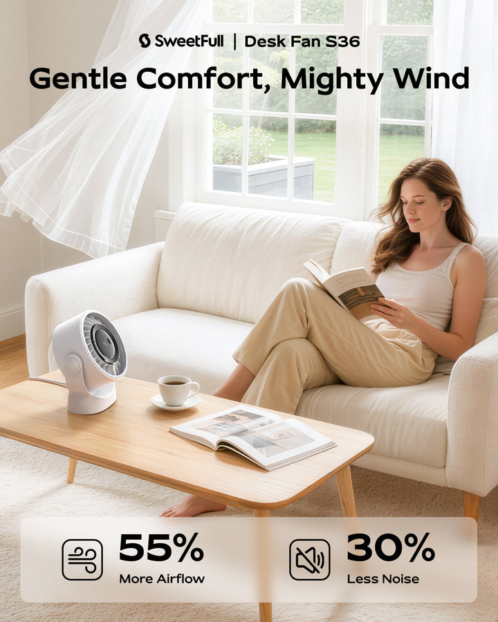 4-Speed USB Rechargeable Desktop Fan with Smart LED Display | Kalsten