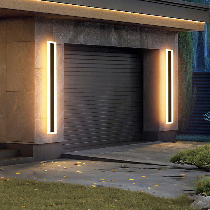 Modern Minimalist Long Rectangular Aluminum Acrylic LED Wall Sconce Lamp For Garden | Kalsten