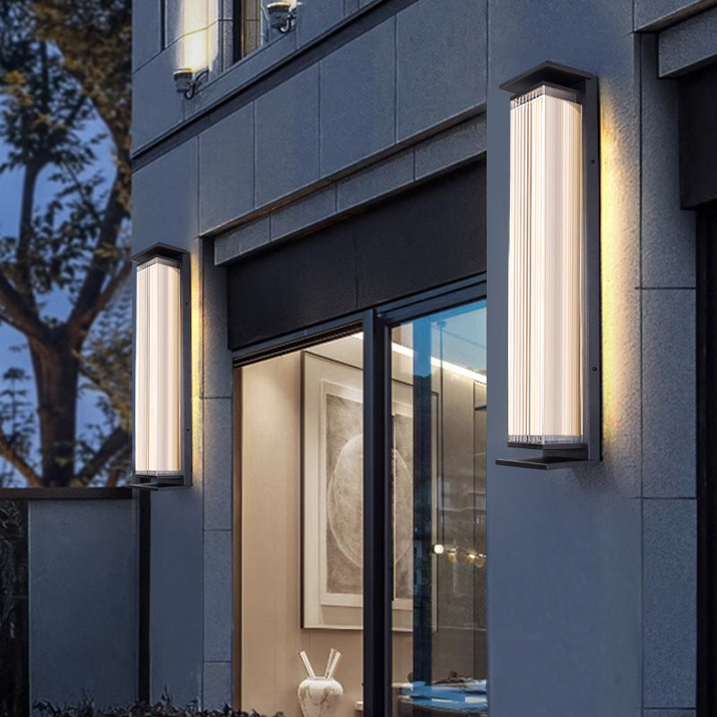 Modern Minimalist Waterproof Rectangular Stainless Steel Acrylic LED Wall Sconce Lamp For Outdoor Patio | Kalsten