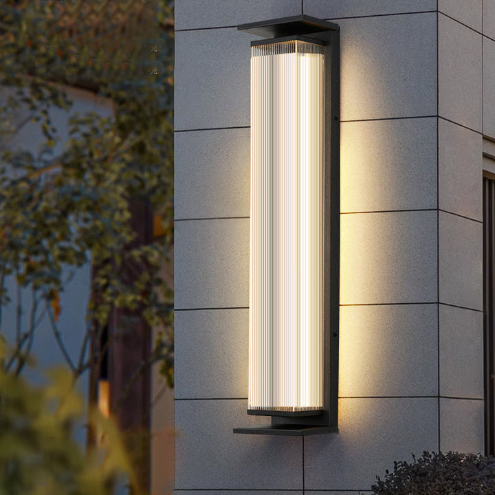 Modern Minimalist Waterproof Rectangular Stainless Steel Acrylic LED Wall Sconce Lamp For Outdoor Patio | Kalsten