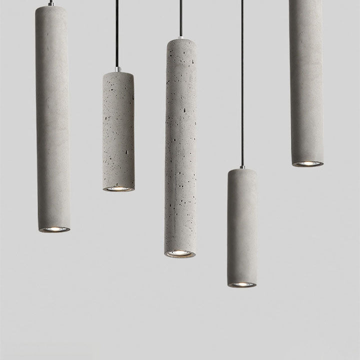 Kalsten | StoneCast Industrial Cylinder Pendant Light made of Concrete | 1 Light | Smooth or Rough Surface