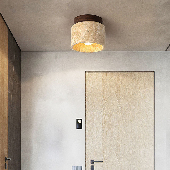Wood Cylinder Flush Mount Ceiling Lamp Kalsten
