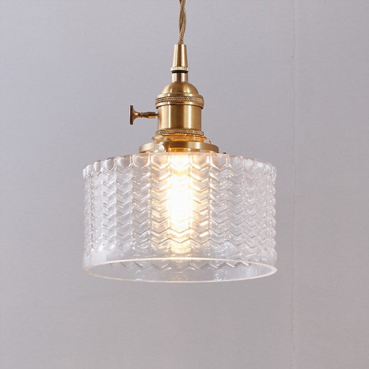 Pendant Light Glass Copper 6 in Clear Modern Hallway Living Room Bedroom LED Incandescent Fluorescent Hardwired Fixture | Kalsten