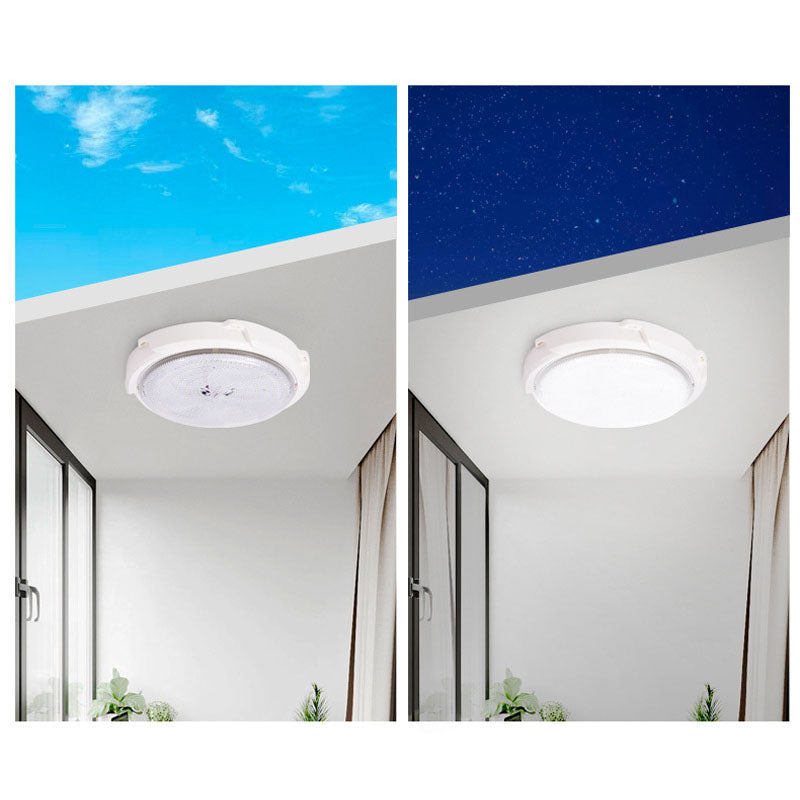 Modern Round Solar LED Remote Control Outdoor Indoor Flush Mount Lighting | Kalsten