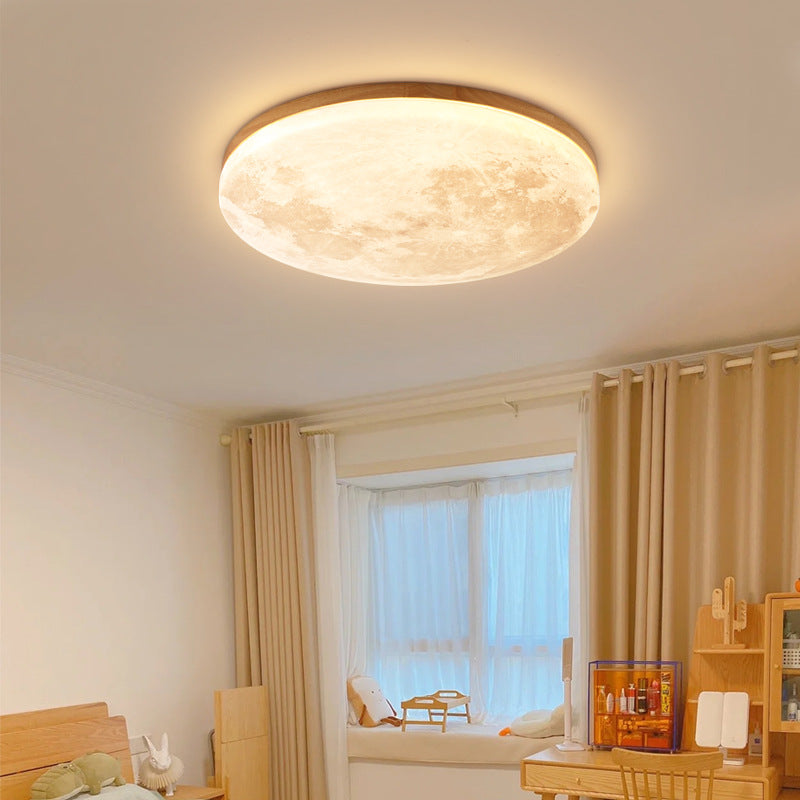 Flush Mount Ceiling Light Wood 14.96 in Modern Hallway Living Room Bedroom LED Fixture 24W 2400lm | Kalsten