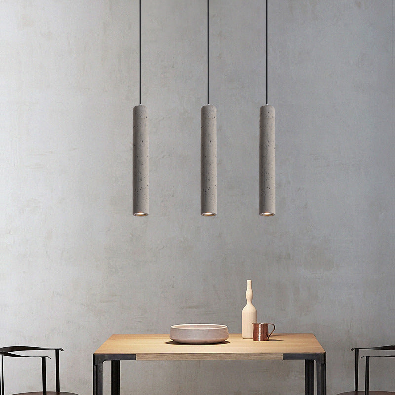 Kalsten | StoneCast Industrial Cylinder Pendant Light made of Concrete | 1 Light | Smooth or Rough Surface