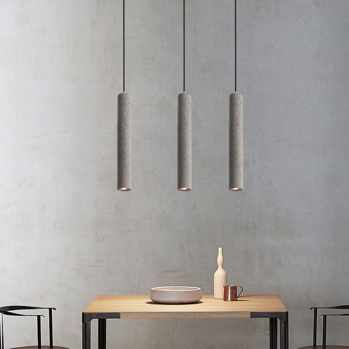 Kalsten | StoneCast Industrial Cylinder Pendant Light made of Concrete | 1 Light | Smooth or Rough Surface