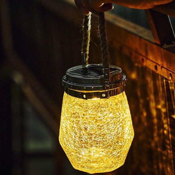 Contemporary Creative Crackle Glass Bottle Star Decor LED Solar String Light For Outdoor Patio | Kalsten
