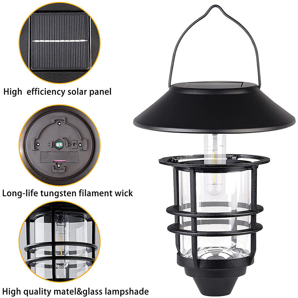Contemporary Retro Solar Waterproof Aluminum Glass Lantern Cylinder 1-Light Hanging Wall Sconce Lamp For Outdoor Patio | Kalsten