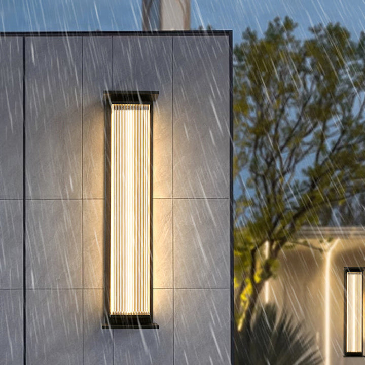 Modern Minimalist Waterproof Rectangular Stainless Steel Acrylic LED Wall Sconce Lamp For Outdoor Patio | Kalsten