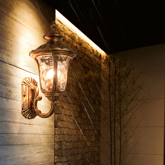 Traditional European Waterproof Castle Shaped Aluminum Glass 1-Light Outdoor Wall Sconce Lamp For Garden | Kalsten