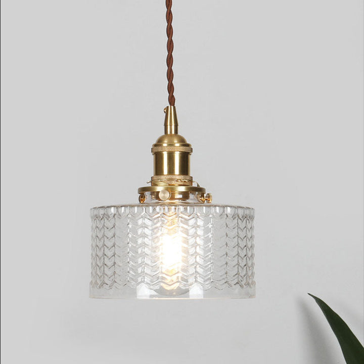 Pendant Light Glass Copper 6 in Clear Modern Hallway Living Room Bedroom LED Incandescent Fluorescent Hardwired Fixture | Kalsten