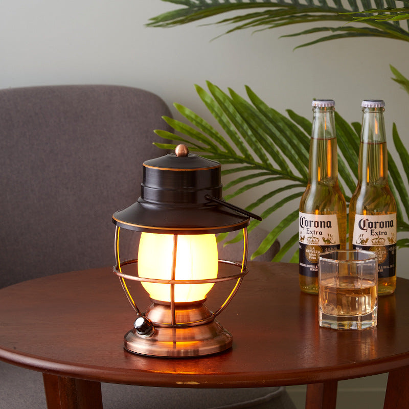 Traditional Farmhouse Waterproof Rechargeable Iron Acrylic Cylinder LED Table Lamp For Entertainment Room | Kalsten