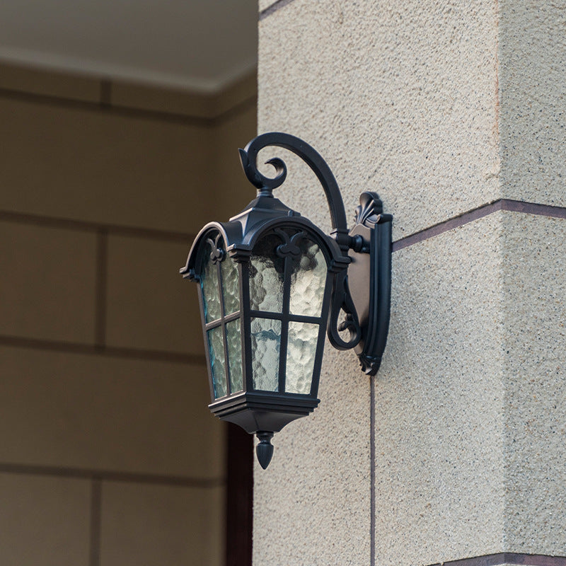 Traditional European Quadrilateral Window Shape Aluminum Glass 1-Light Wall Sconce Lamp For Outdoor Patio | Kalsten