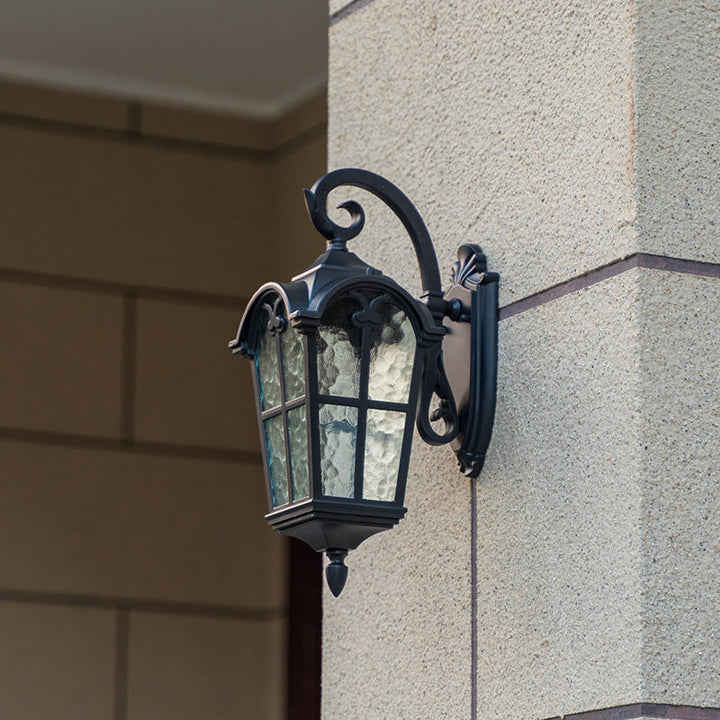 Traditional European Quadrilateral Window Shape Aluminum Glass 1-Light Wall Sconce Lamp For Outdoor Patio | Kalsten