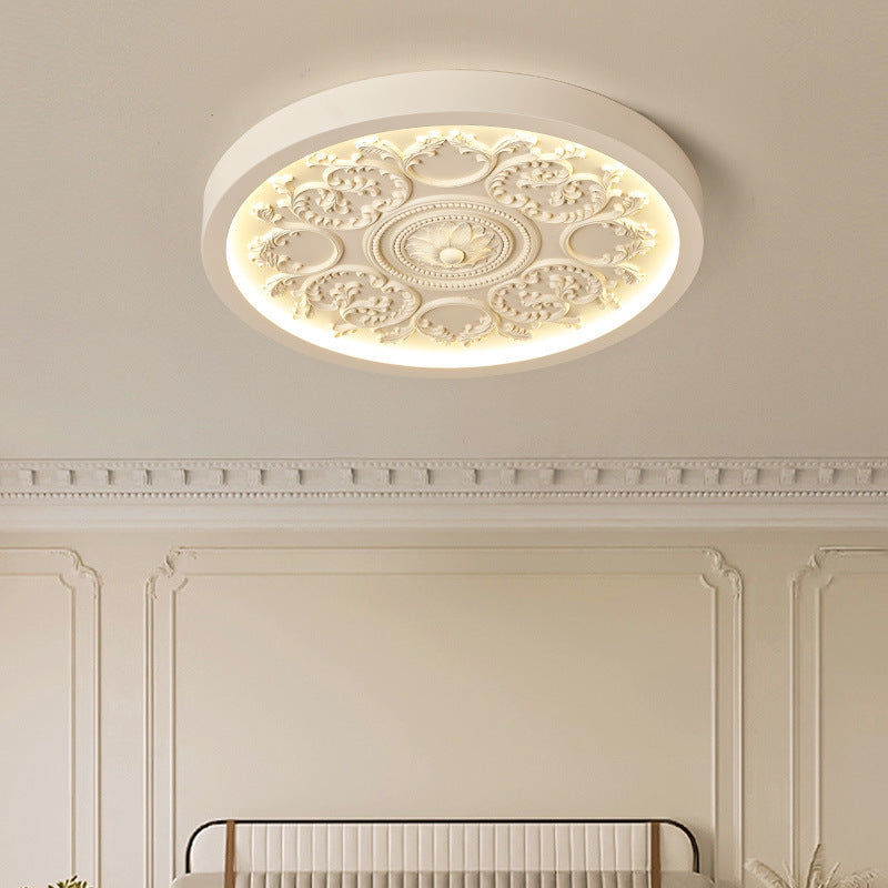Flush Mount Ceiling Light Iron Acrylic 12.99 in White Living Room Bedroom Minimalist Built-in LED Dimmable Lighting | Kalsten