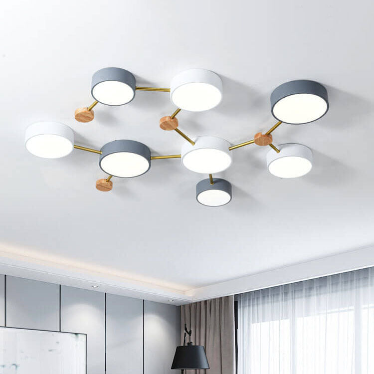 Flush Mount Ceiling Light Iron Solid Wood Acrylic 36W 23.6 in Gray Modern Hallway Living Room Bedroom Lighting | Kalsten