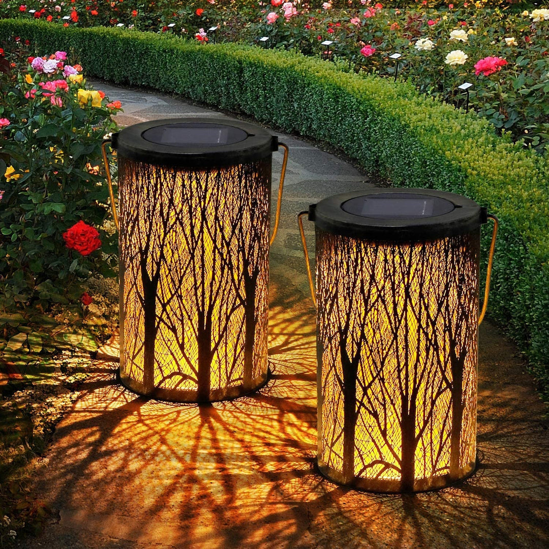 Modern Art Deco Solar Cylinder Skeleton Lantern Iron LED Outdoor Landscape Light For Garden | Kalsten