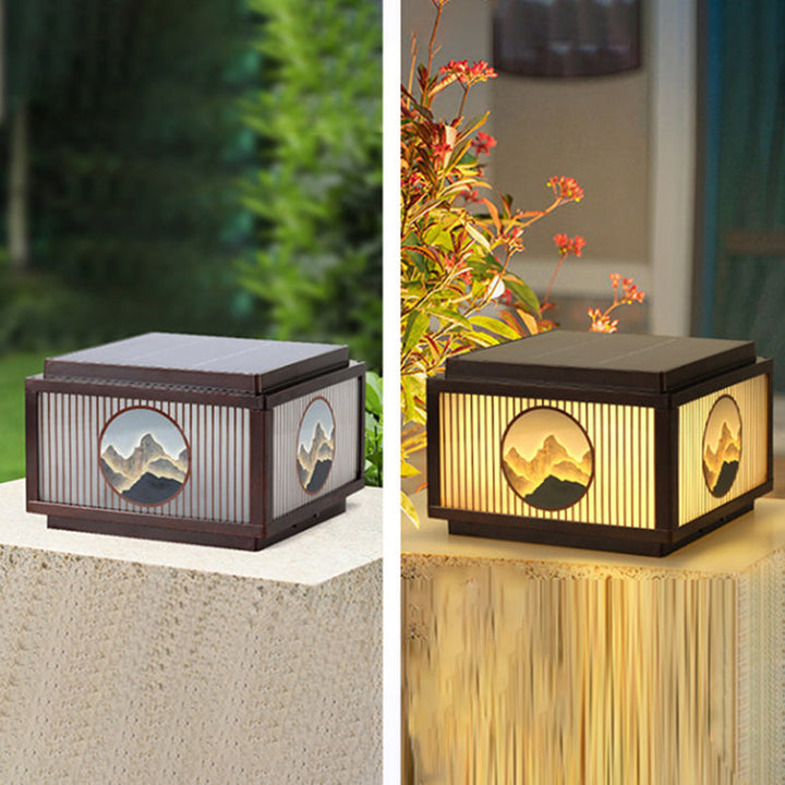 Traditional Chinese Aluminum Glass Square LED Waterproof Solar Landscape Light For Outdoor Patio | Kalsten