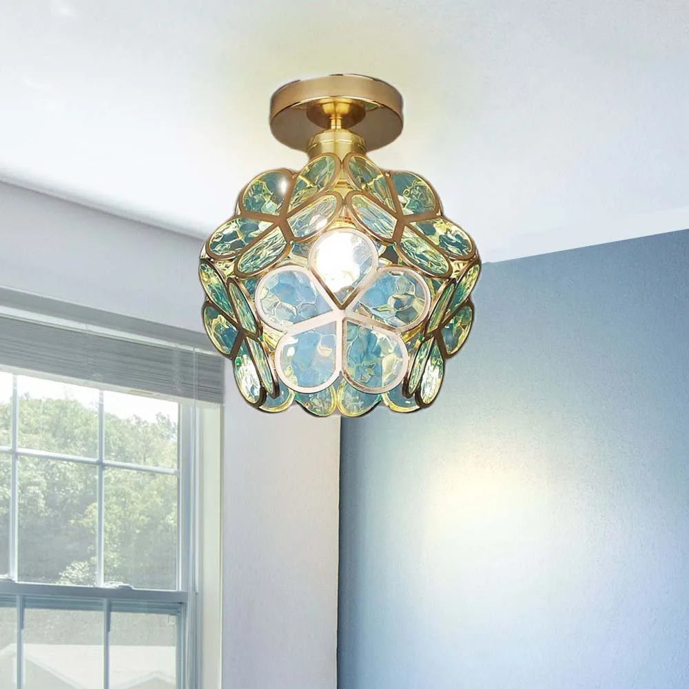 Artistic Glass Ceiling Lamp with Floral Pattern - FlowerHall | Kalsten