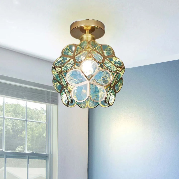 Artistic Glass Ceiling Lamp with Floral Pattern - FlowerHall | Kalsten