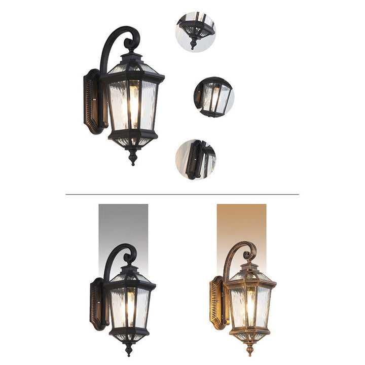 Traditional European Waterproof Aluminum Glass Octagon Cylinder 1-Light Wall Sconce Lamp For Garden | Kalsten