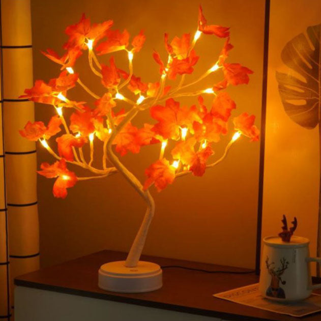 Contemporary Creative Christmas Plastic Maple Leaf Tree Lights LED Decorative Table Lamp For Bedroom | Kalsten