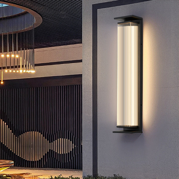 Modern Minimalist Waterproof Rectangular Stainless Steel Acrylic LED Wall Sconce Lamp For Outdoor Patio | Kalsten
