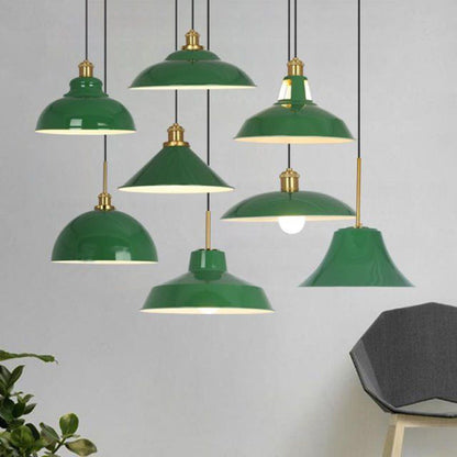Skanto Skanto | RetroDome Industrial Vintage Pendant Lamp | Green Iron Dome Design | Single Light | Rustic Ceiling Lighting