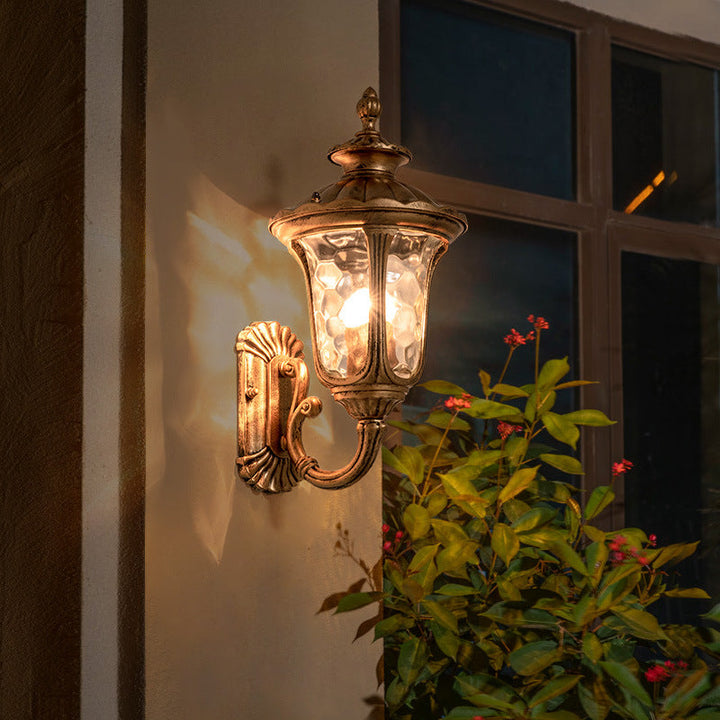 Traditional European Waterproof Castle Shaped Aluminum Glass 1-Light Outdoor Wall Sconce Lamp For Garden | Kalsten