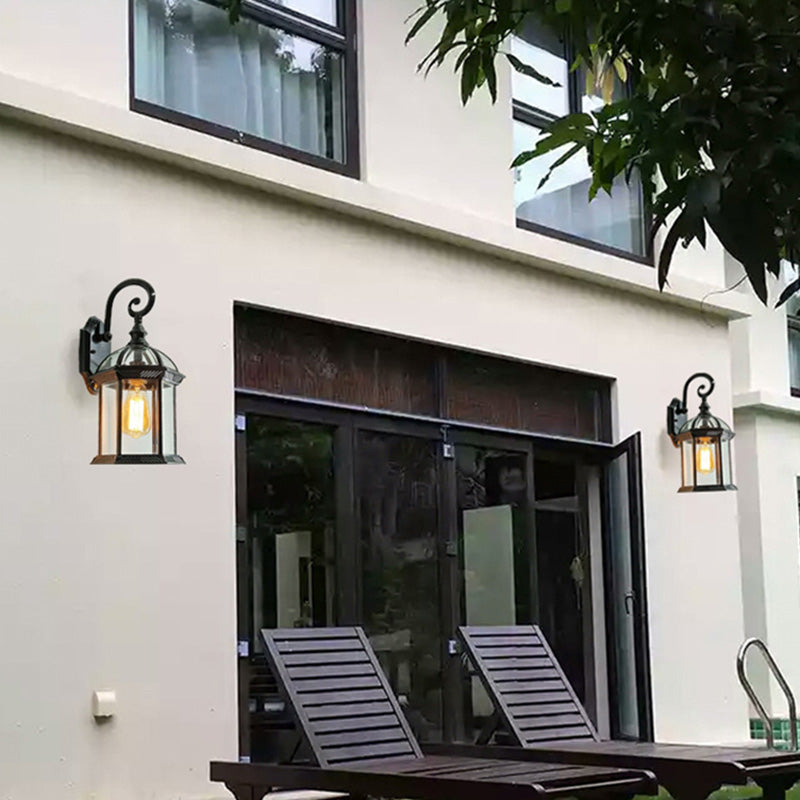 Traditional European Waterproof Aluminum Glass Hexagonal Prism 1-Light Wall Sconce Lamp For Garden | Kalsten