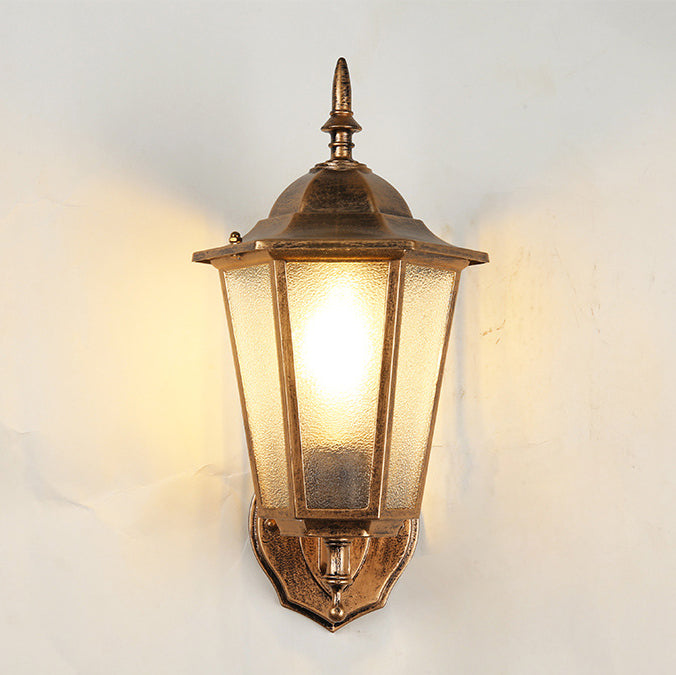 Contemporary Industrial Hexagonal Aluminum Frame Frosted Glass 1-Light Outdoor Wall Sconce Lamp For Garden | Kalsten