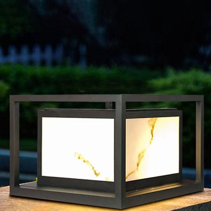Modern Solar Square Chinese Outdoor Column Head Light LED Lawn Landscape Light | Kalsten