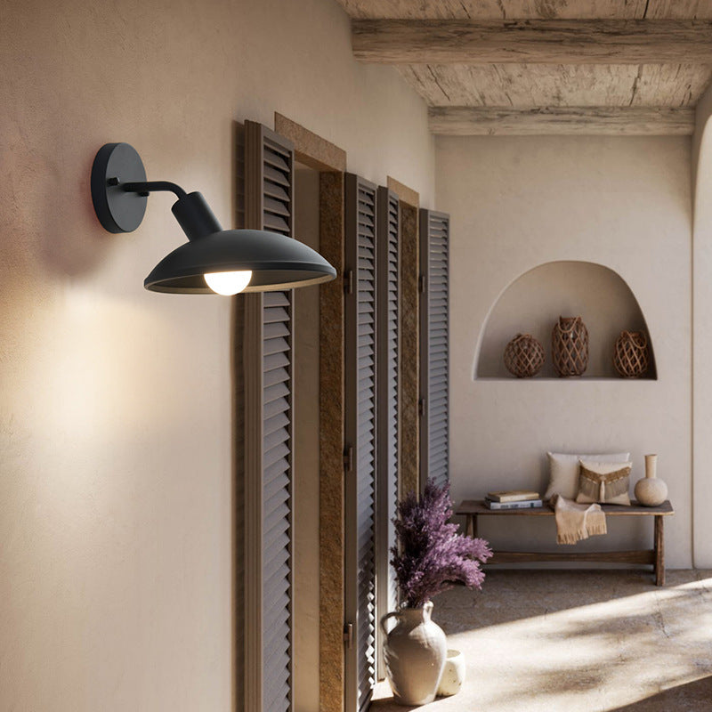 Modern Minimalist Waterproof Round Iron 1-Light Wall Sconce Lamp For Outdoor Patio | Kalsten
