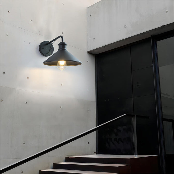 Modern Minimalist Cone Iron 1-Light Wall Sconce Lamp For Outdoor Patio | Kalsten