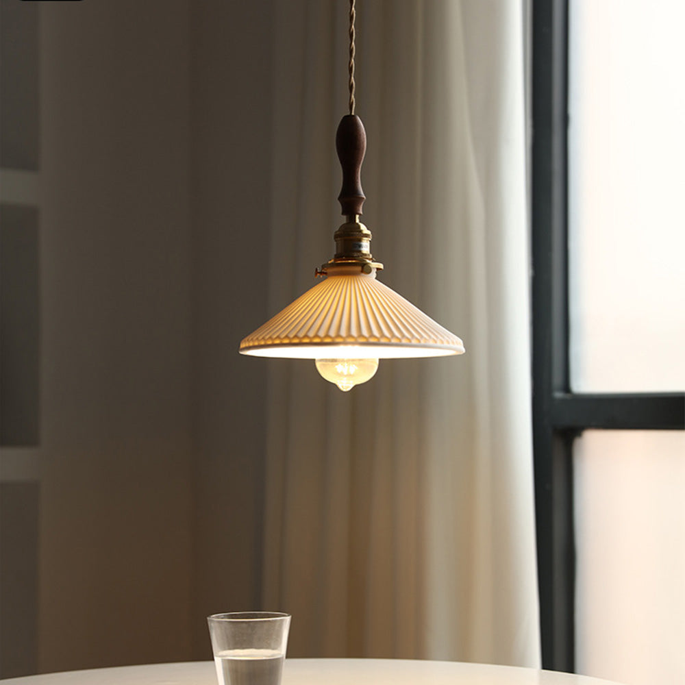 Modern Ceramics Retro Pleated Pendant Light For Living Room | Kalsten