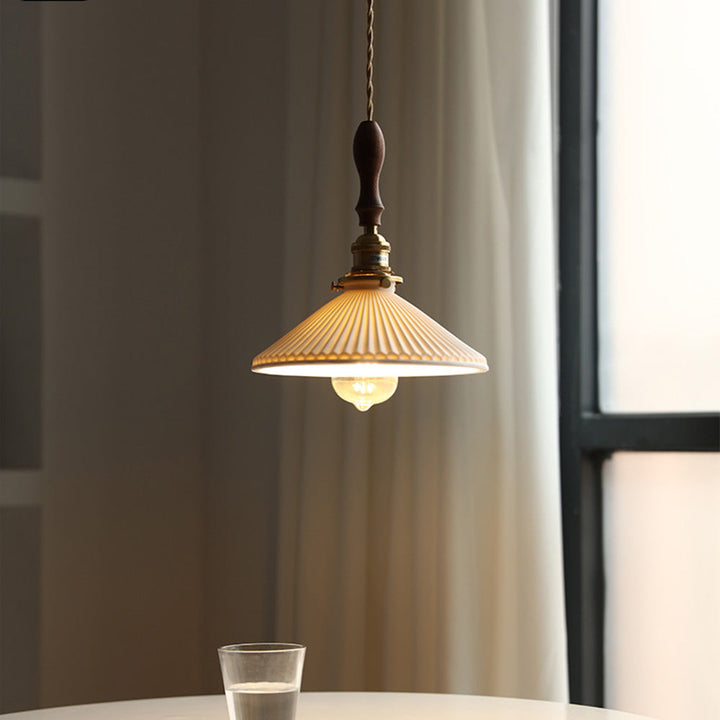 Modern Ceramics Retro Pleated Pendant Light For Living Room | Kalsten